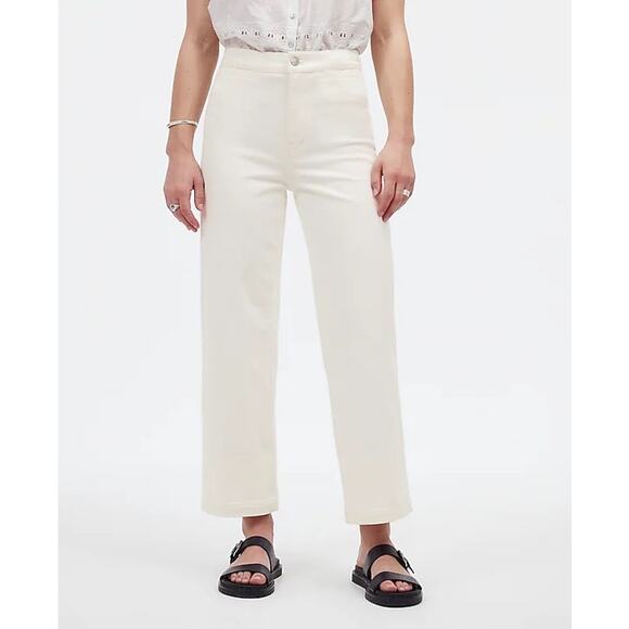 Madewell The Emmett Wide-Leg Crop Jean Women's 25P Petite Off White Welt Pocket - Picture 1 of 14